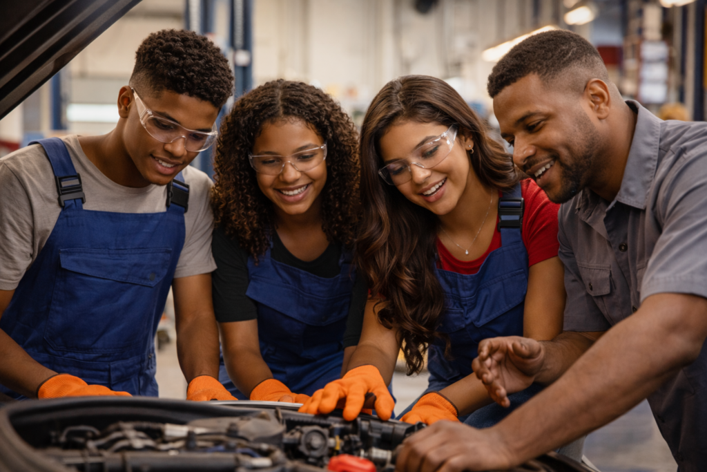 job training in auto repair workshop
