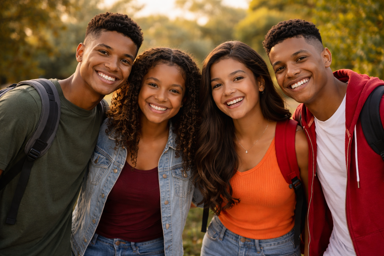 teenagers enjoying a sunny afternoon